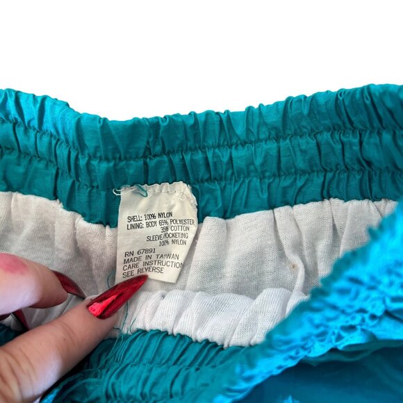 Vintage Neon Retro 100% Nylon Elastic Waist Track Pants 8 - Picture 2 of 7